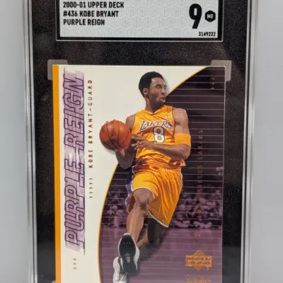 SGC 9 Mint graded 2000-01 Upper Deck Kobe Bryant Purple Reign #436 trading card.