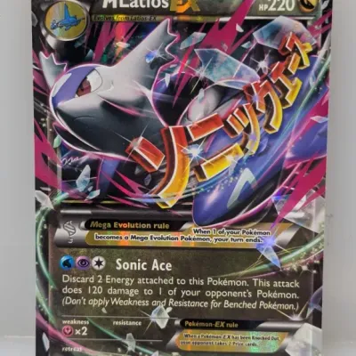 2015 Pokémon TCG M Latios EX full-art foil trading card from the XY Roaring Skies set (#59/108).
