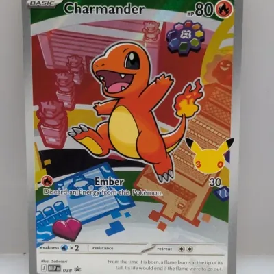 Pokémon Trading Card Game Charmander promo card (038) featuring full-art illustration, in excellent condition.