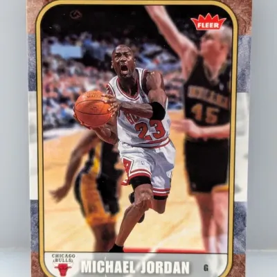 1997-98 Fleer Michael Jordan basketball trading card #23 featuring a Chicago Bulls action shot.