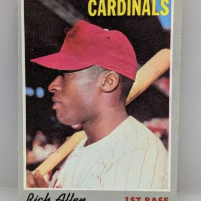 1970 Topps Rich Allen #140 St. Louis Cardinals baseball card featuring a gray border design.