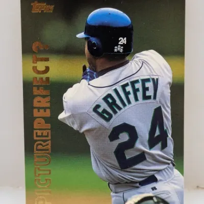 1998 Topps Picture Perfect Ken Griffey Jr. trading card featuring a foil insert design.