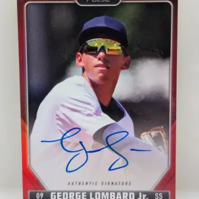 Pulse Authentic Signature George Lombard Jr. baseball card featuring an on-card autograph in blue ink.