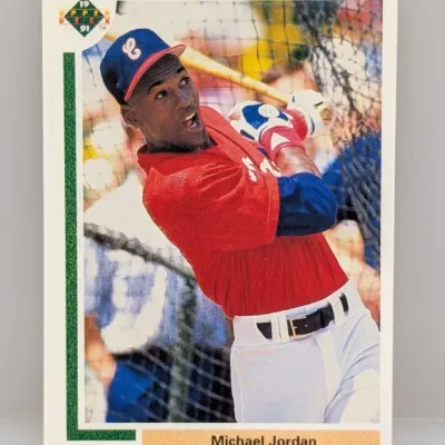 1991 Upper Deck Michael Jordan baseball trading card, #SP1, depicting Jordan taking batting practice.