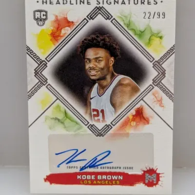 Topps Certified Autograph Kobe Brown 'Headline Signatures' rookie basketball card, numbered 22/99.