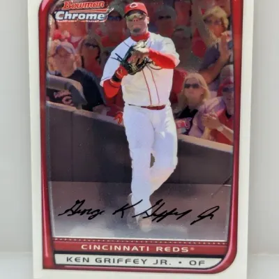 2006 Bowman Chrome Ken Griffey Jr. Cincinnati Reds baseball trading card, featuring a facsimile signature.