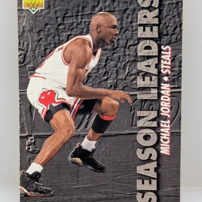 1993-94 Upper Deck Michael Jordan 'Season Leaders - Steals' basketball trading card.