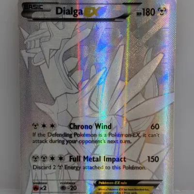 Dialga EX full-art secret rare Pokémon trading card (#122/119) from the 2014 XY Phantom Forces expansion, featuring a silver holographic...