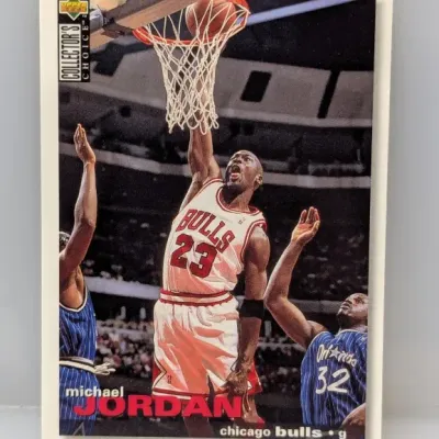 1995-96 Upper Deck Collector's Choice Michael Jordan basketball card #23, featuring an action shot against the Orlando Magic.