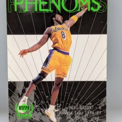 1999 Upper Deck Century Legends '21st Century Phenoms' Kobe Bryant basketball card #P1, featuring his 1996-97 rookie year.