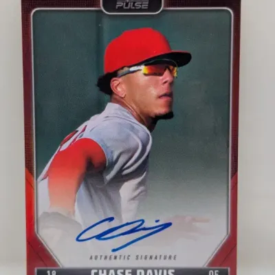 Pulse authentic signature baseball trading card featuring Chase Davis of St. Louis, shown in clean condition with an on-card blue ink...