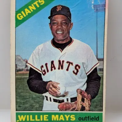 1973 Topps Willie Mays baseball card (#100) featuring the San Francisco Giants outfielder, showing light edge wear.