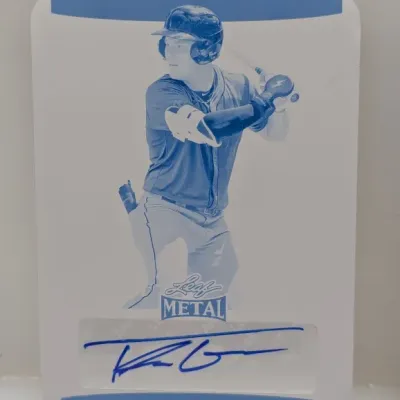 Leaf Metal printing plate trading card featuring an autograph from baseball prospect Theo Gillen.