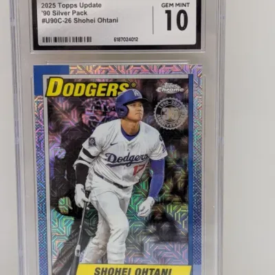 CGC Gem Mint 10 graded 2025 Topps Update '90 Silver Pack Chrome Shohei Ohtani trading card (#U90C-26).