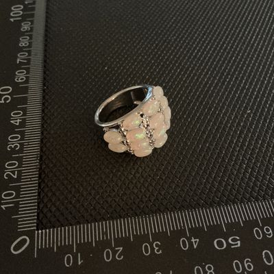 Silver-Tone Opaline Statement Ring
