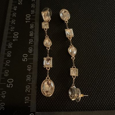Clear Rhinestone Long Linear Dangle Earrings