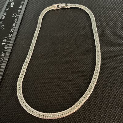 Vintage Monet Silver-Tone Flat Herringbone Chain Necklace