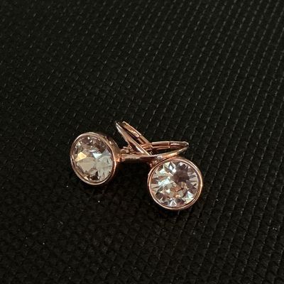 Rose Gold-Tone Crystal Leverback Earrings