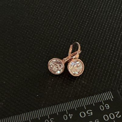 Rose Gold-Tone Crystal Leverback Earrings