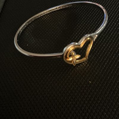 Bradford Exchange BGE Two-Tone Religious Heart Bangle Bracelet