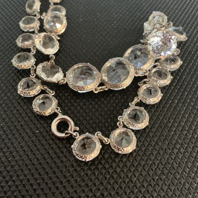 Vintage Graduated Crystal Paste Riviera Choker Necklace
