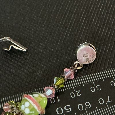 Floral Lampwork Glass & Crystal Bead Bracelet