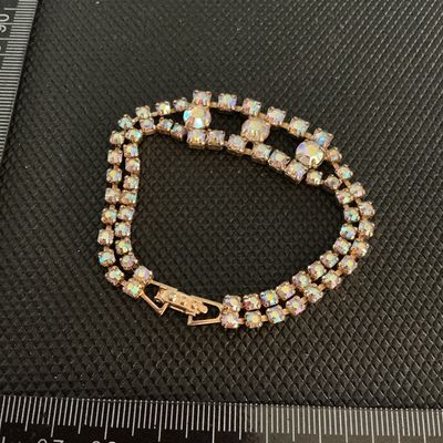 Vintage Aurora Borealis Rhinestone Double Strand Bracelet