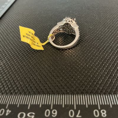Sterling Silver Black Gemstone Halo Statement Ring Size 925 Stamped