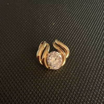 Gold-Tone Sterling Silver Oval Clear Stone Enhancer Pendant / Slide