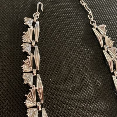 Vintage Trifari Silver Tone Fan Link Choker Necklace