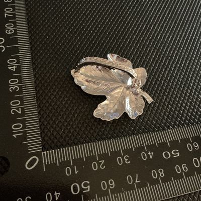 Silver-Tone Textured Leaf Brooch