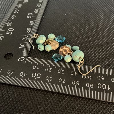 Turquoise Style & Faceted Blue Glass Cluster Dangle Earrings