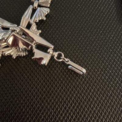 Vintage Trifari Silver Tone Fan Link Choker Necklace