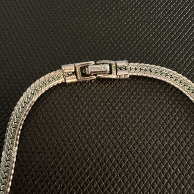 Vintage Monet Silver-Tone Flat Herringbone Chain Necklace