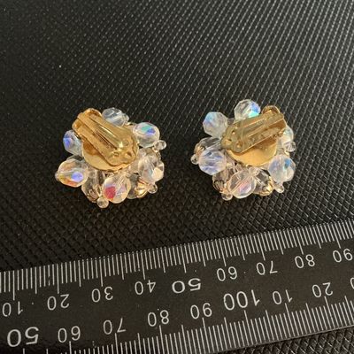 Vintage Crystal Bead Cluster Clip-On Earrings