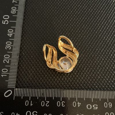 Gold-Tone Sterling Silver Oval Clear Stone Enhancer Pendant / Slide