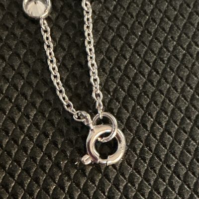 Sterling Silver 925 Bezel-Set CZ Station Chain Necklace 24 Inch