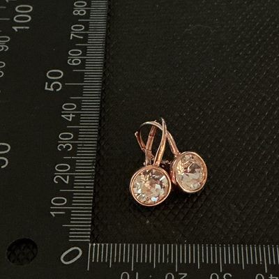 Rose Gold-Tone Crystal Leverback Earrings