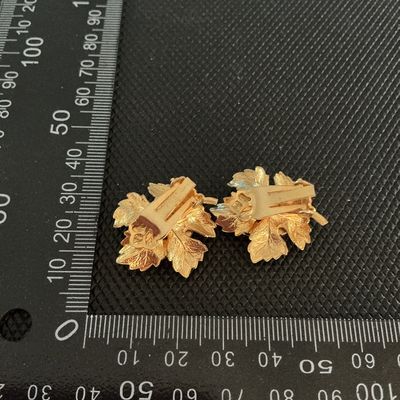 Vintage Gold Tone & Abalone Shell Grape Leaf Clip-On Earrings