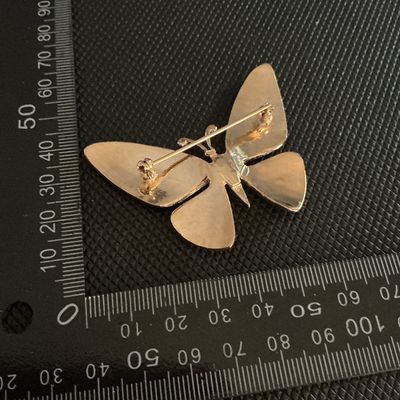 Vintage Gold Tone Butterfly Brooch with Multicolor Rhinestones