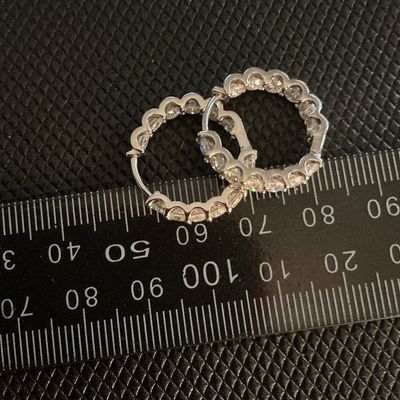 Pair of Silver-Tone Stone-Set Huggie Hoop Earrings