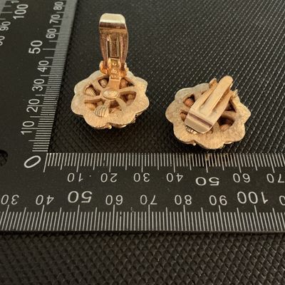 Vintage Gold Tone Floral Coin Motif Clip-On Earrings
