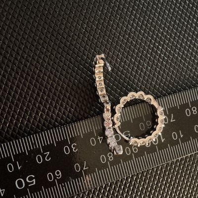 Pair of Silver-Tone Stone-Set Huggie Hoop Earrings