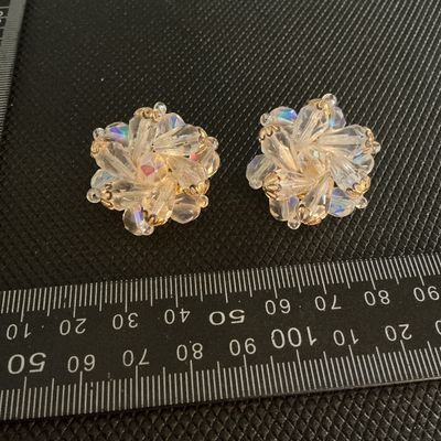 Vintage Crystal Bead Cluster Clip-On Earrings