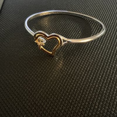 Bradford Exchange BGE Two-Tone Religious Heart Bangle Bracelet