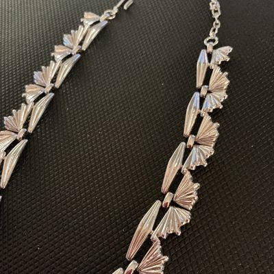 Vintage Trifari Silver Tone Fan Link Choker Necklace