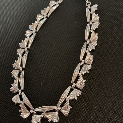 Vintage Trifari Silver Tone Fan Link Choker Necklace