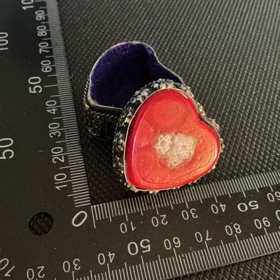 Vintage Venetian Millefiori Glass & Metal Heart-Shaped Trinket Box