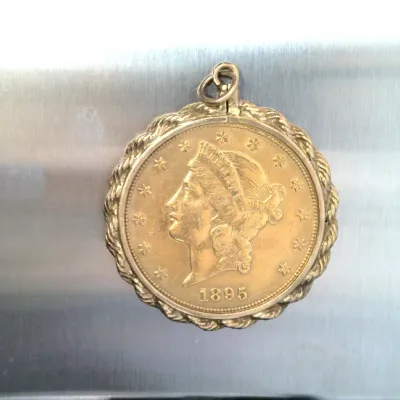 1895 $25 gold coin and 14k bezel ***Be advised, there will be absolutely no Gold or Silver on display or on the property until the...
