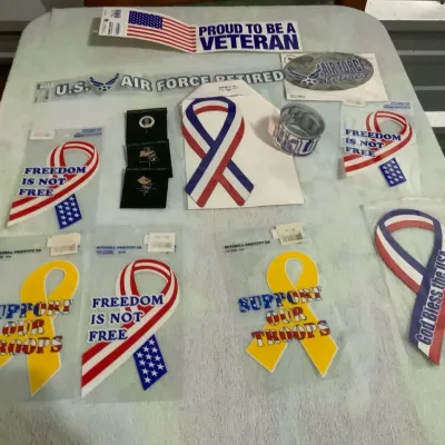 U.S. Air Force Retired & Patriotic Military Decals, Stickers and Lapel Pins Lot